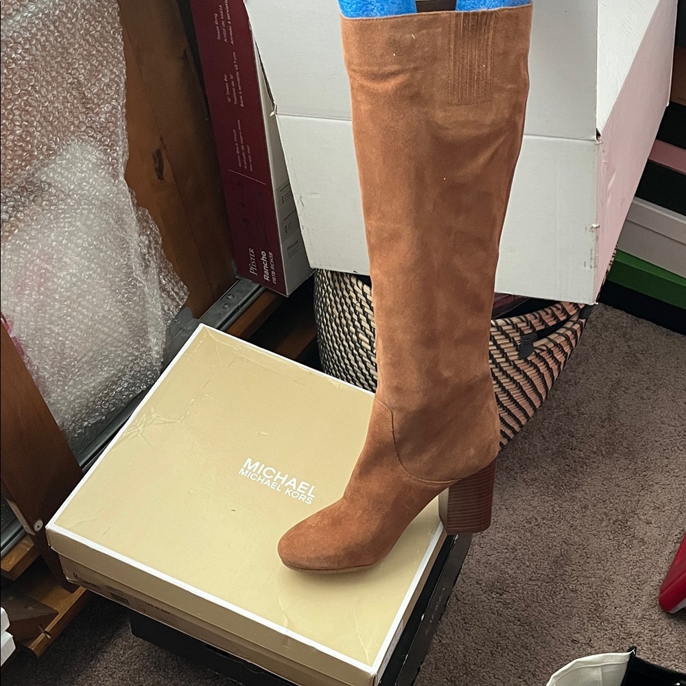 Michael Kors Women's Brown Suede Heeled Boots
